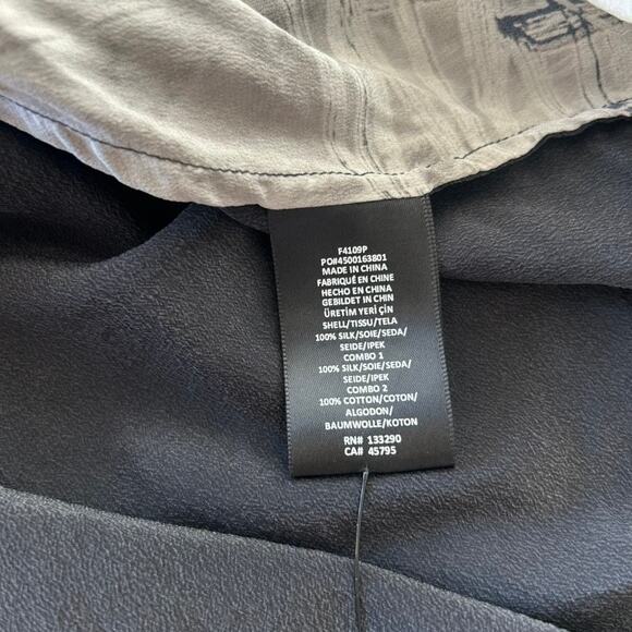 Marchesa Voyage 100% Silk Graphic Print Blouse Sz 4 Black White Long Sleeve VGUC - Picture 9 of 11